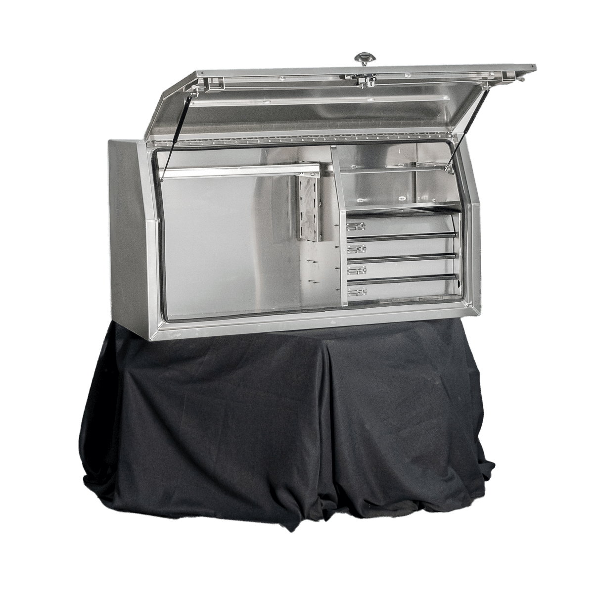 Multi-drawer aluminium toolbox designed for professional use