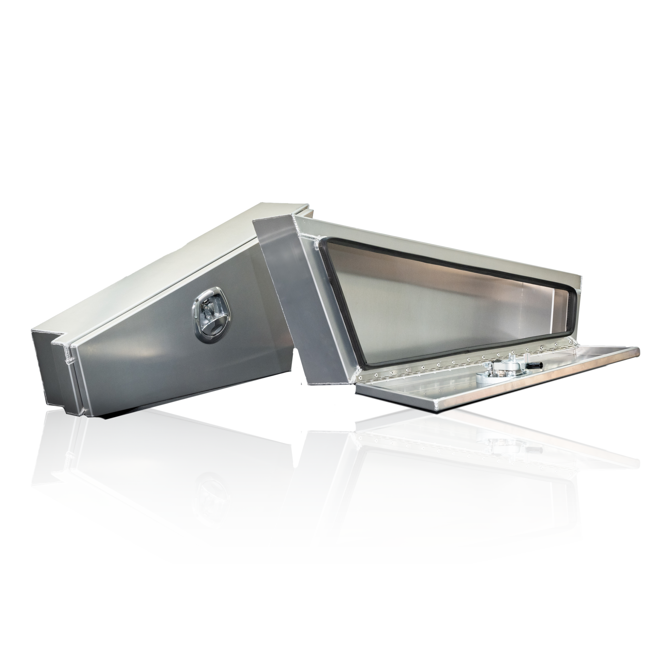 tapered aluminium under-tray toolboxes with whale tail locks and reinforced lids by Oz Chivalry