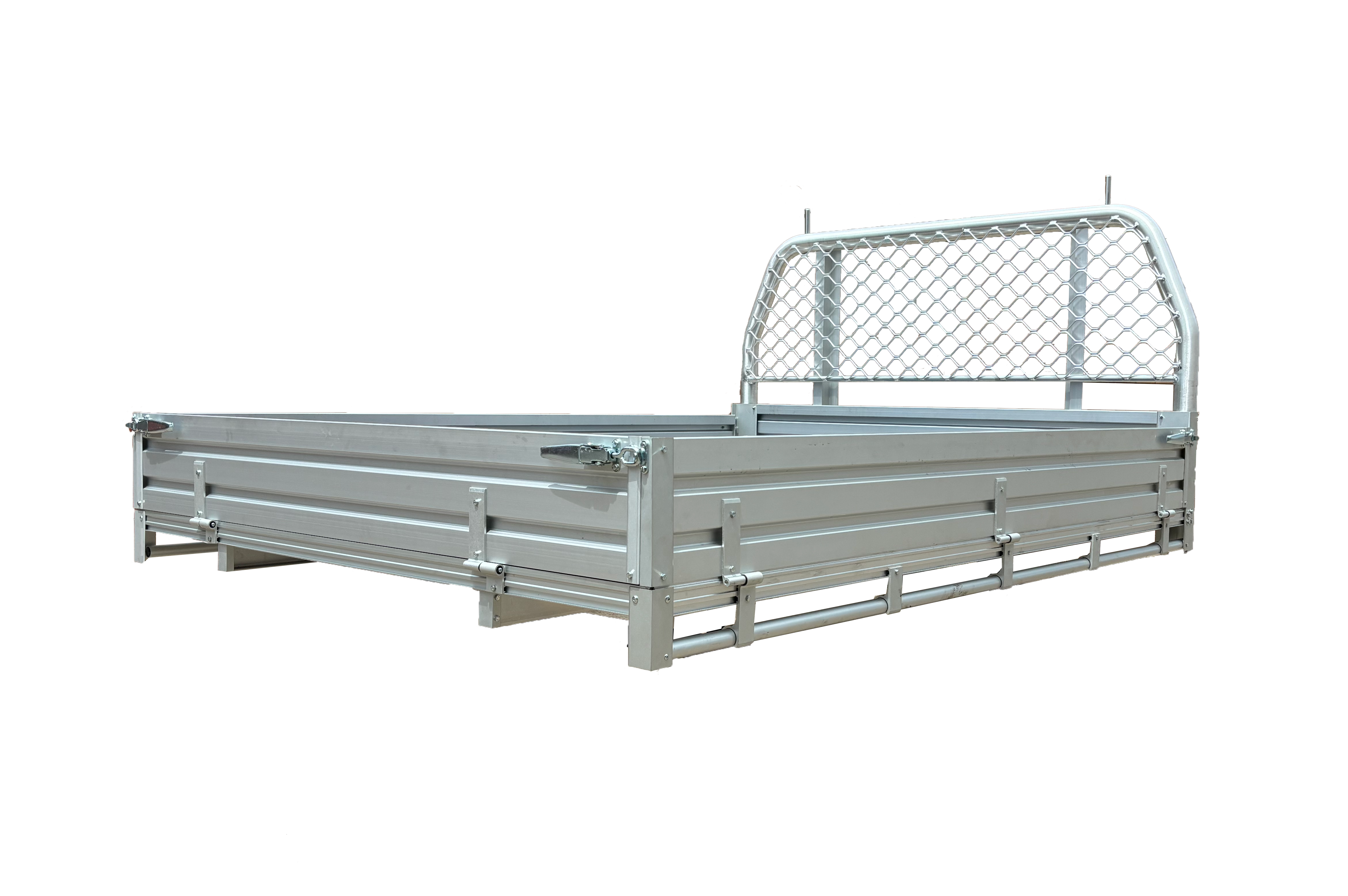 Polished alloy single cab tray with removable dual wall sides