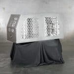 Dual-compartment dog box for UTE canopy with ventilated side panels