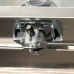 Internal latch mechanism on a UTE canopy door designed for smooth operation and secure locking