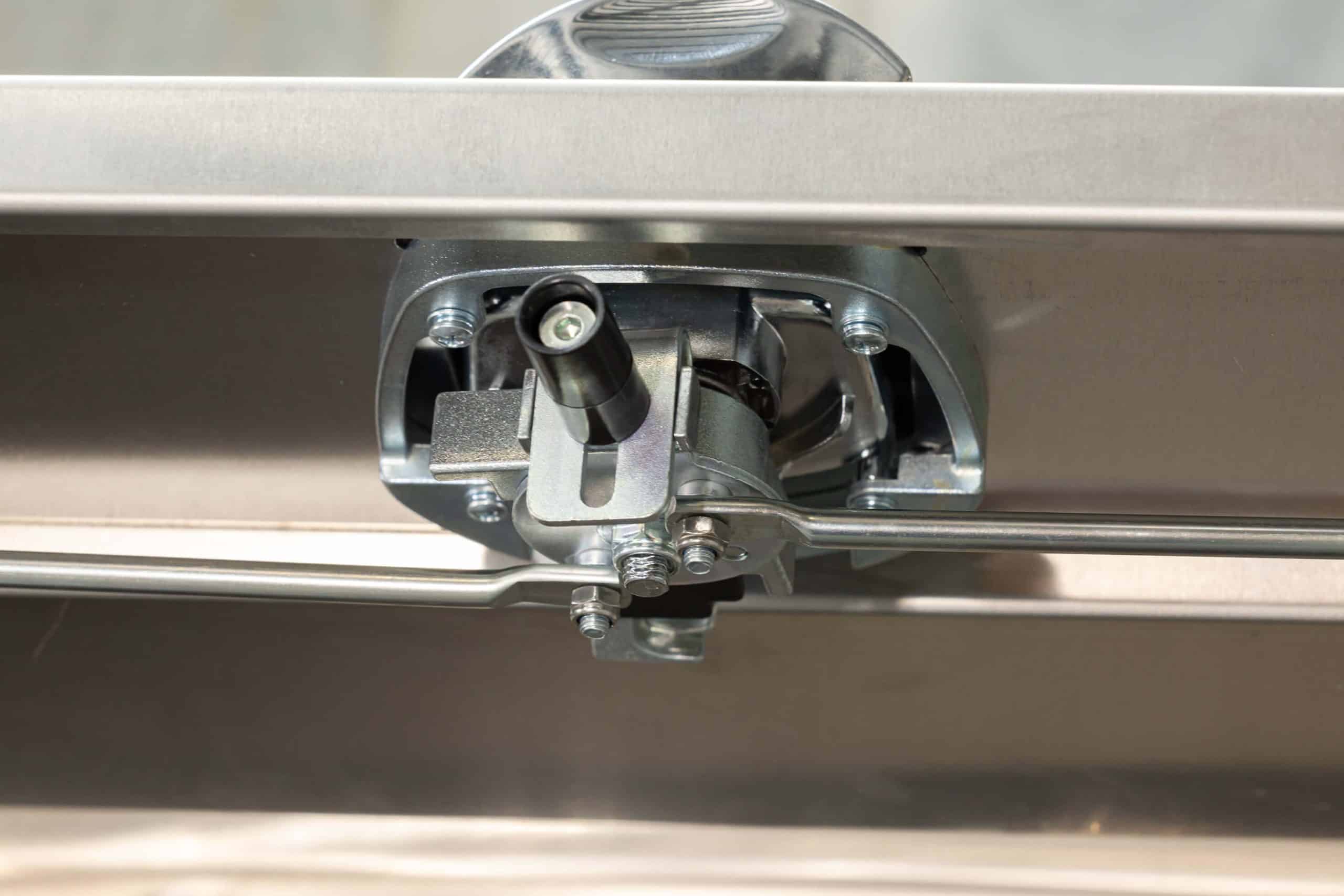 Internal latch mechanism on a UTE canopy door designed for smooth operation and secure locking