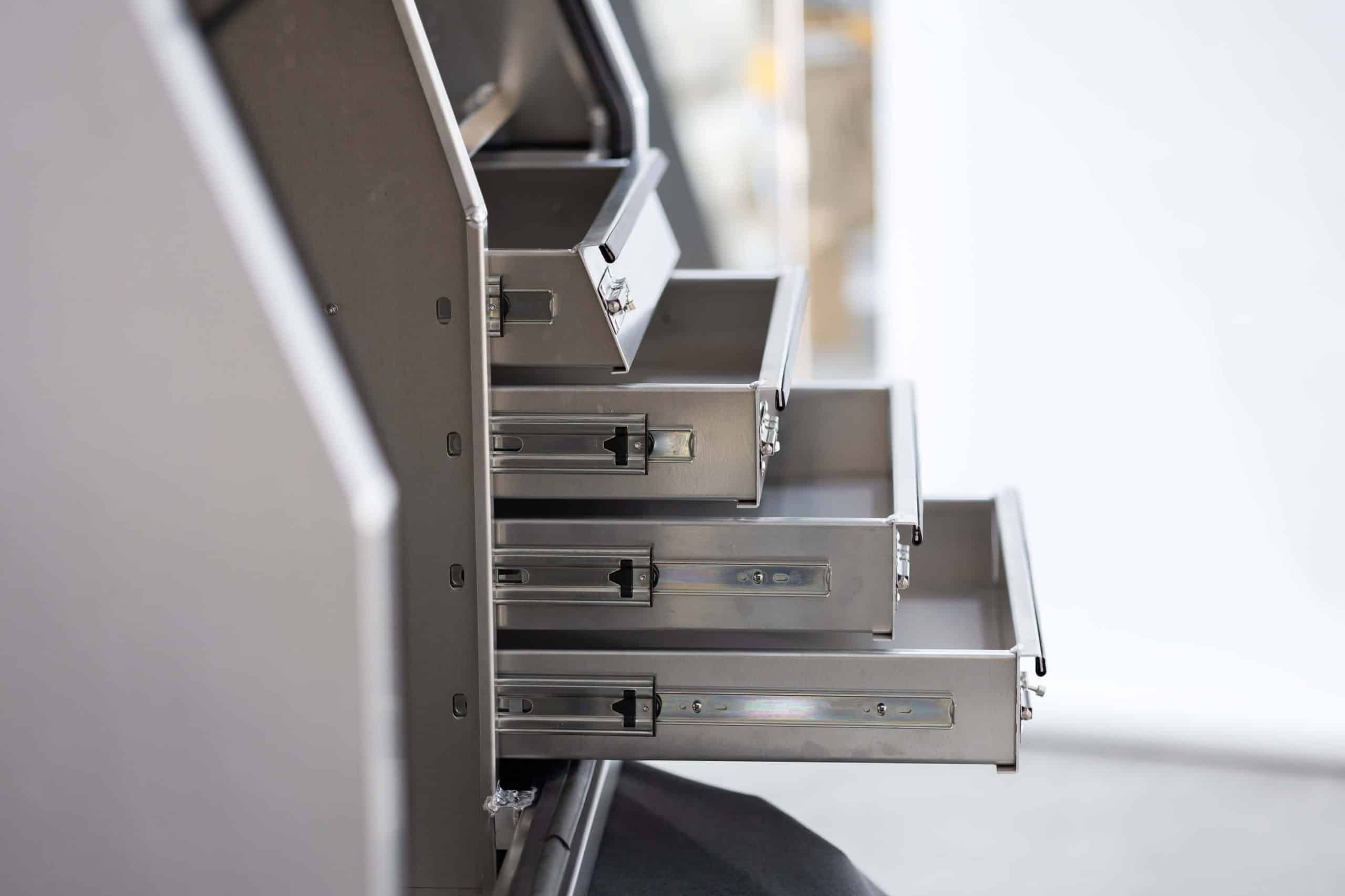 Top-opening toolbox with deep storage and drawer compartments