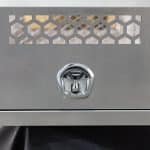 Stainless steel whale tail compression locks used for secure, weather-sealed canopy door locking