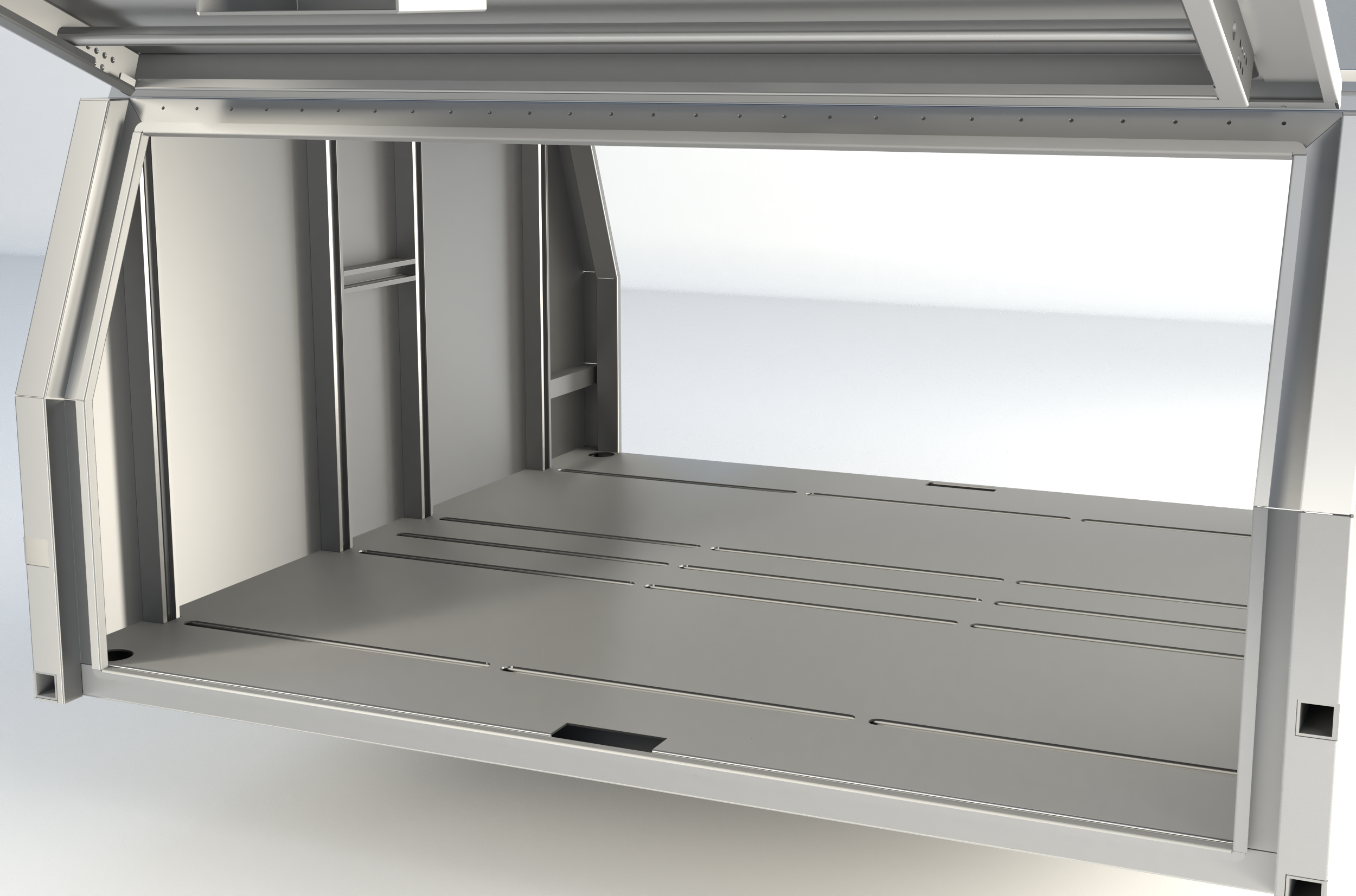 Interior of the X3-1650 3 Doors Raw Alloy UTE canopy from Oz Chivalry