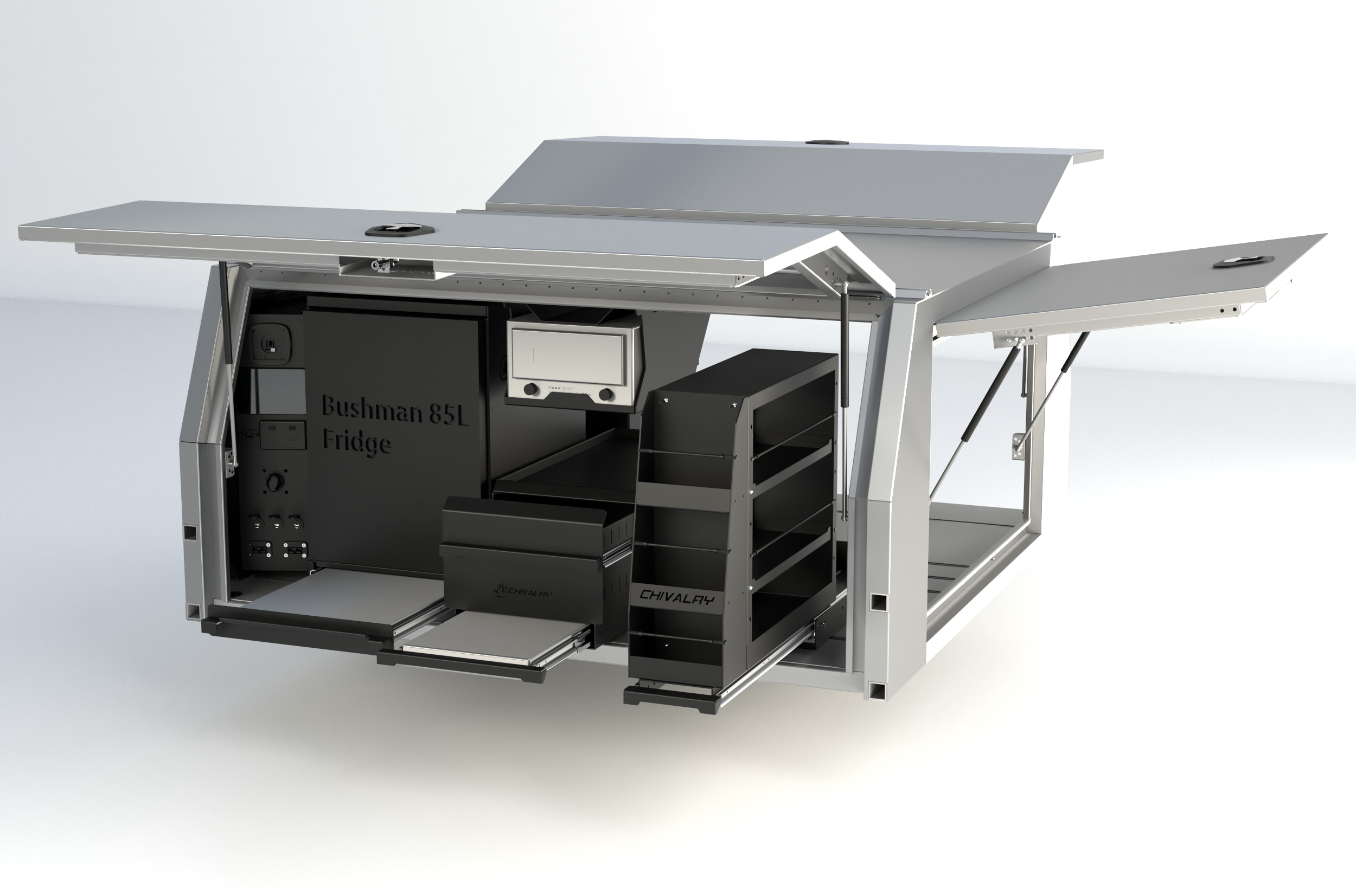 The X3-1650 3 Doors Raw Alloy UTE canopy from Oz Chivalry allowing customisation for functionality