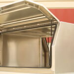 Polished aluminium tray with matching two-door canopy