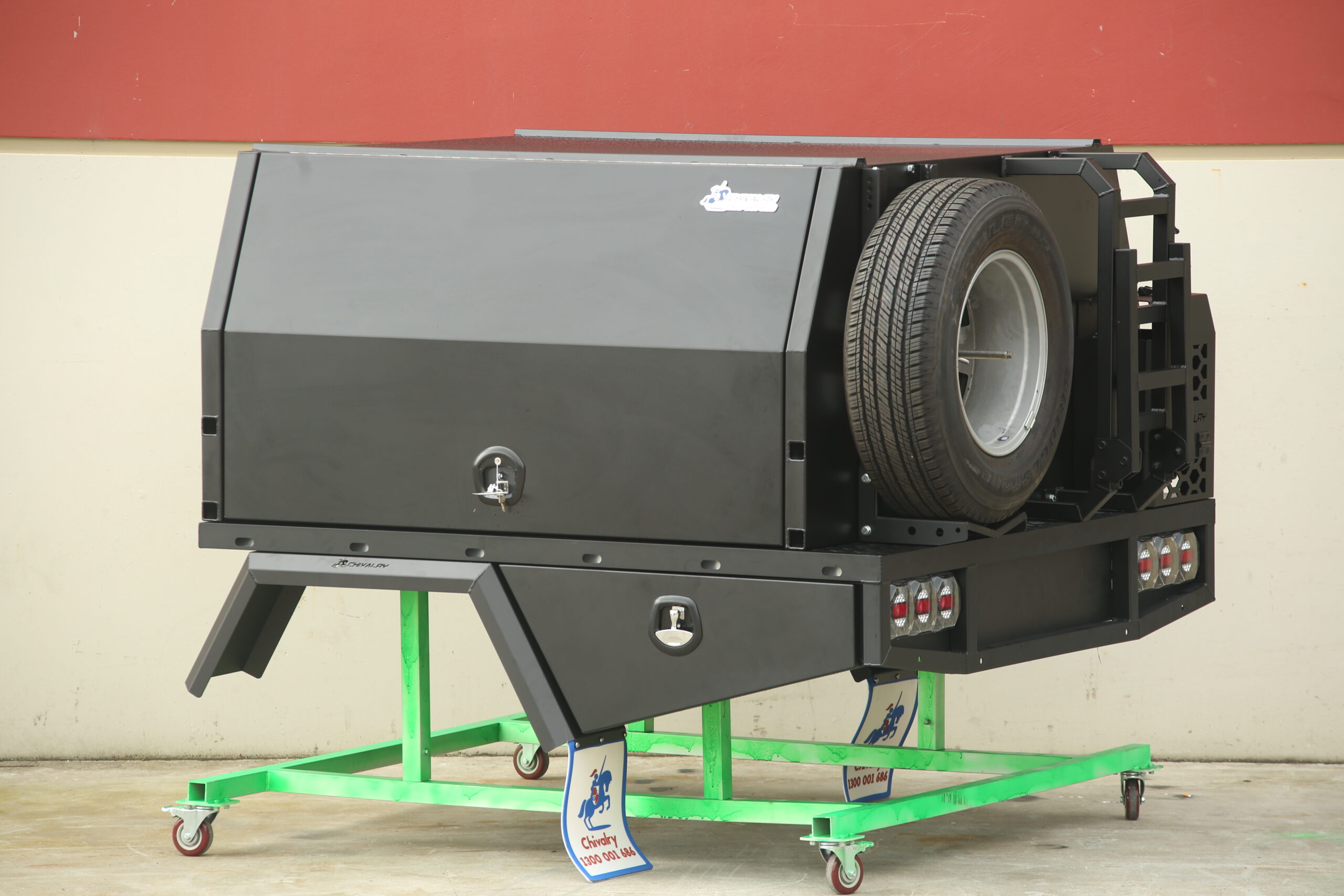 Black UTE canopy with side-opening doors