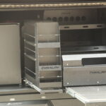 Heavy-duty canopy with multiple internal compartments and shelving