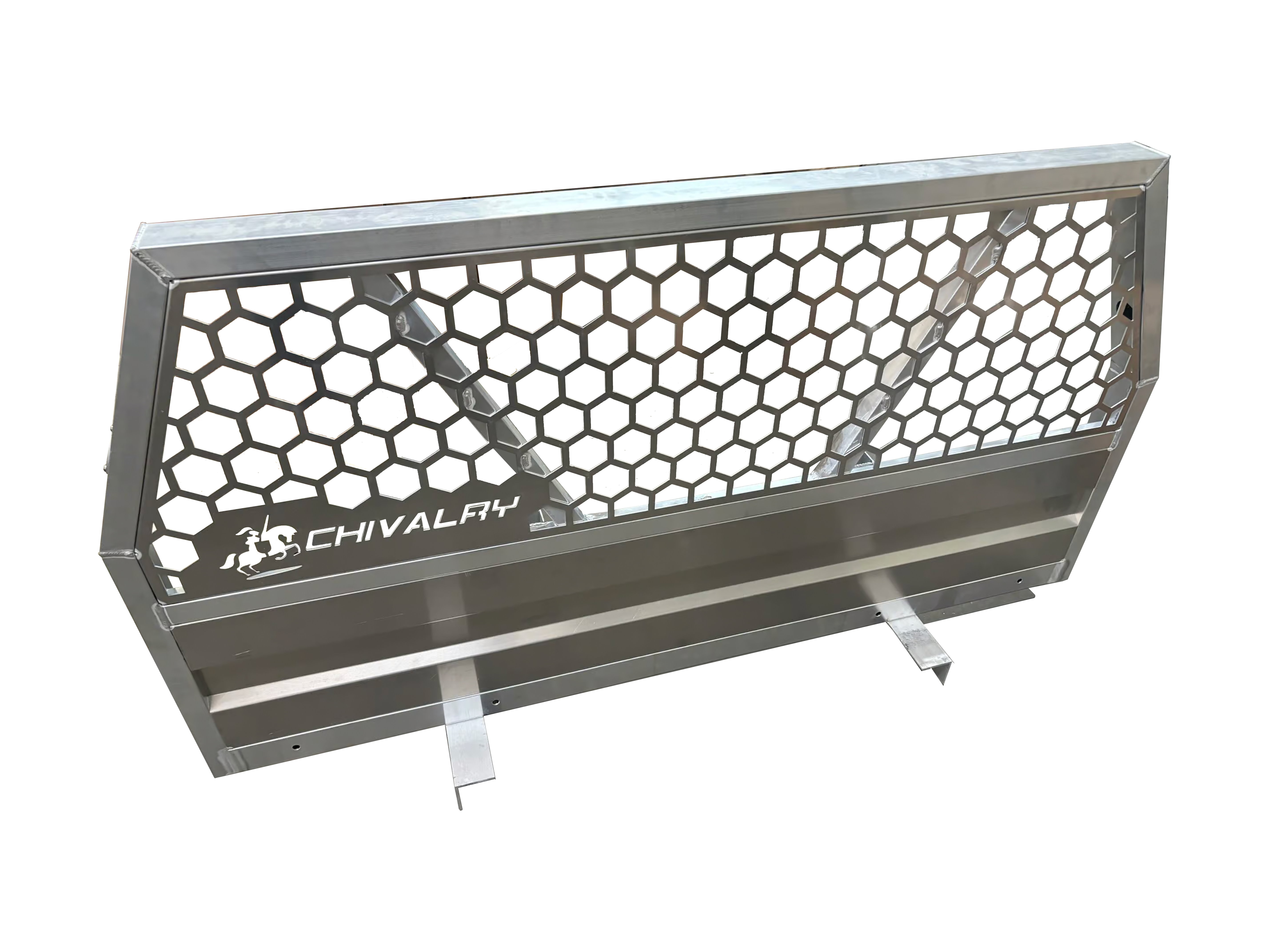 Aluminium tray headboard with honeycomb mesh pattern