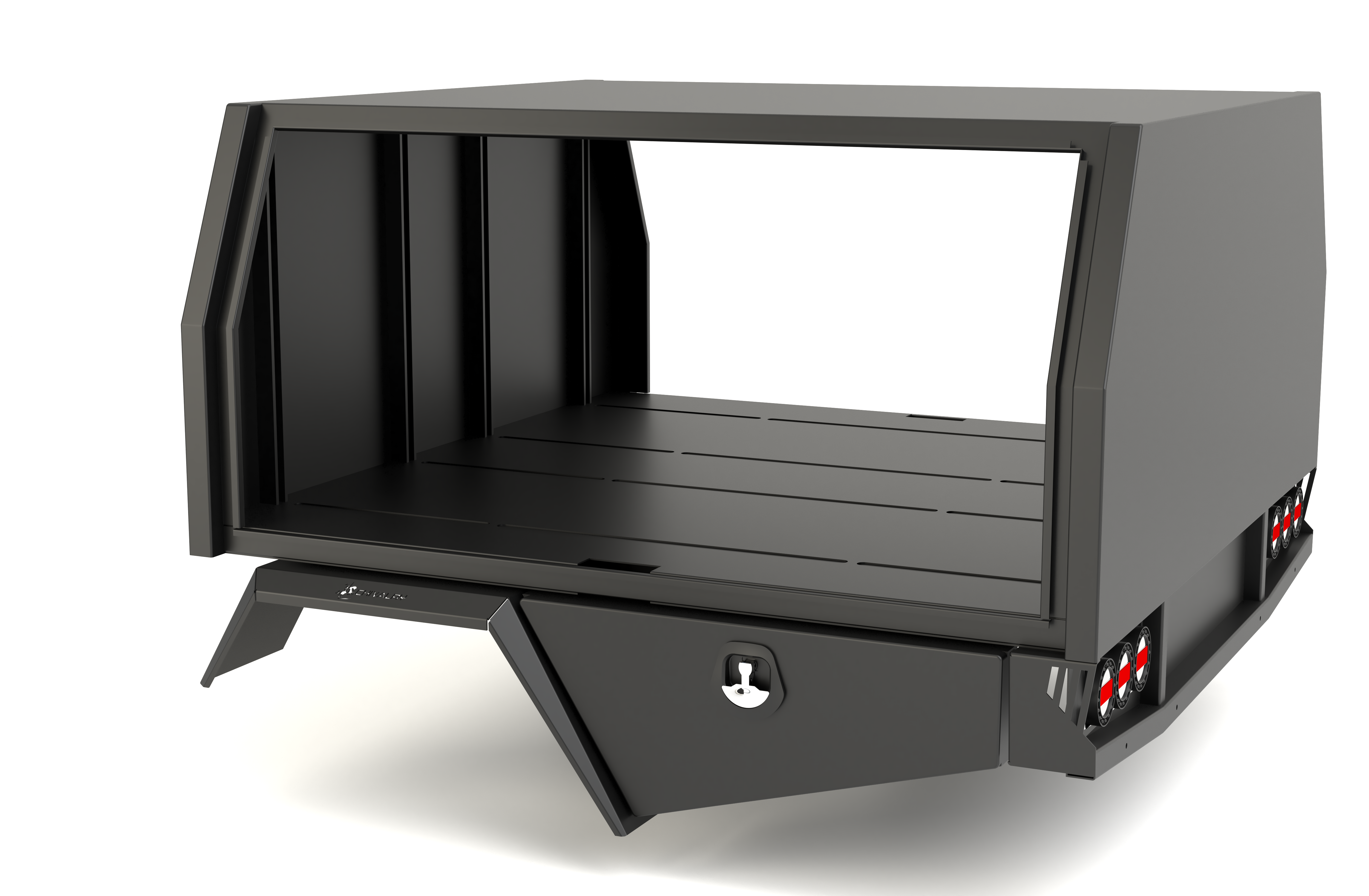 Black service body canopy with reinforced panels and strong frame