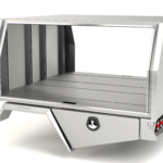 Bare metal alloy service body featuring unistrut flooring